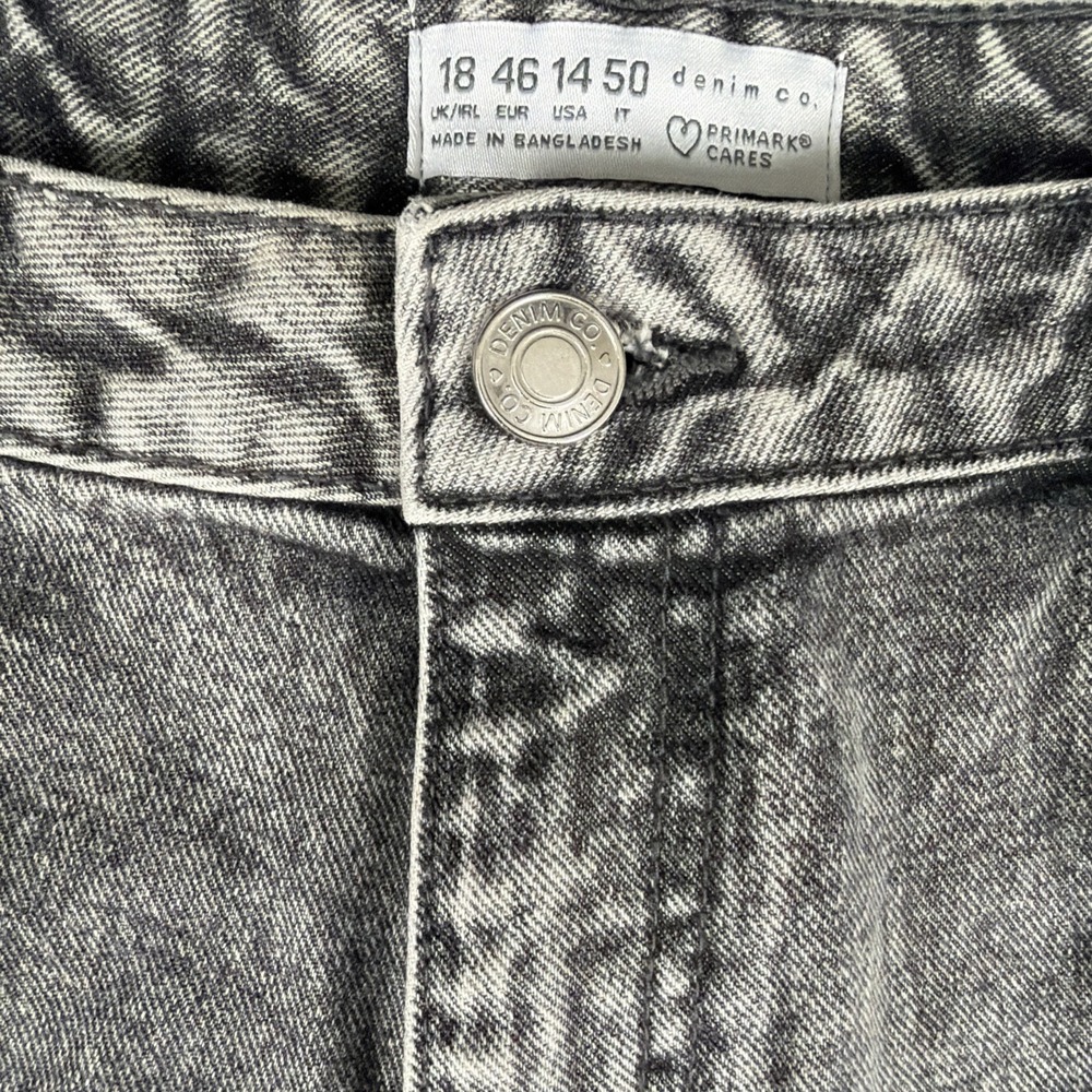 Primark Women Gray Super High Waist Denim Jeans Short 14 Distressed Cutoffs NWT - Picture 6 of 9
